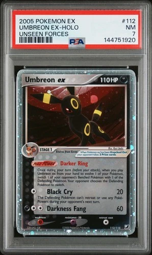 2005 POKEMON EX UNSEEN FORCES #112 UMBREON EX-HOLO PSA 7