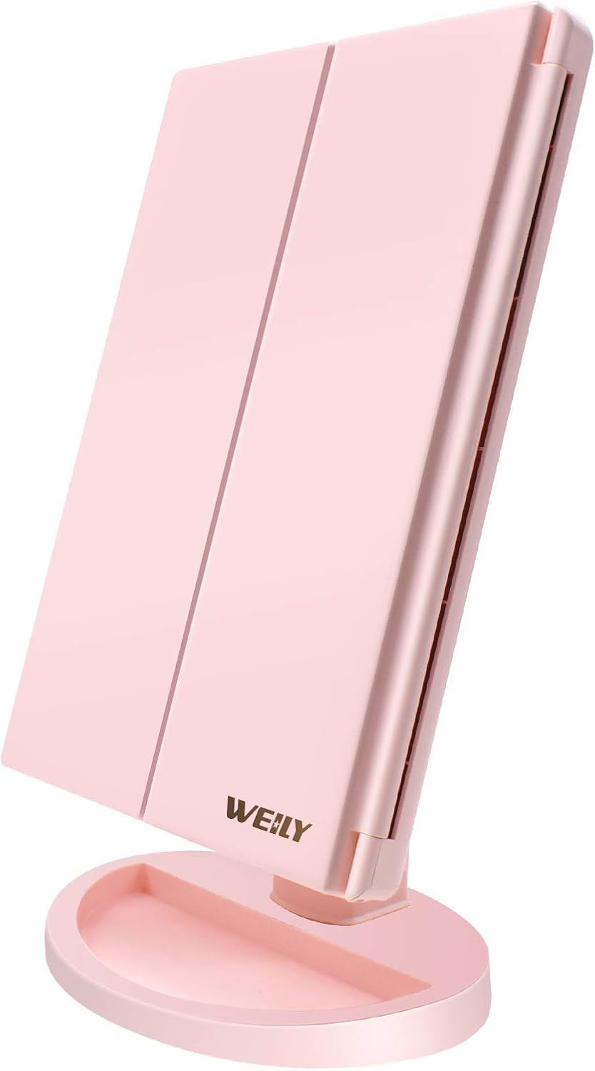 Specchio per Il Trucco Illuminato Con Illuminazione 1X / 2X / 3X Trifold Con Tou