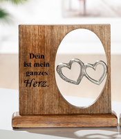 "Gilde Botschaft Liebe Herz Herzen Alu Mangoholz \"Dein Ist Mein Ganzes Herz\""