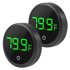2Pcs Digital Aquarium Thermometer Fish Tank LED 2pcs round-black