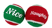 Naughty  Nice Holiday Tennis Balls Dog Toy Themed 2.5" New Pack Of 12