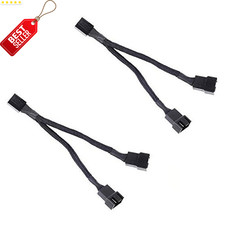 2 Pack 1 to 2 PWM Fan Splitter Cable Black Sleeved PC Cooling Adapter - US