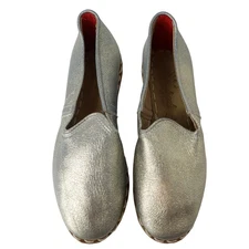 Sabah Leather Ballet Slipper Flats Slip On Gold Silver Metallic Women's 37 US 7