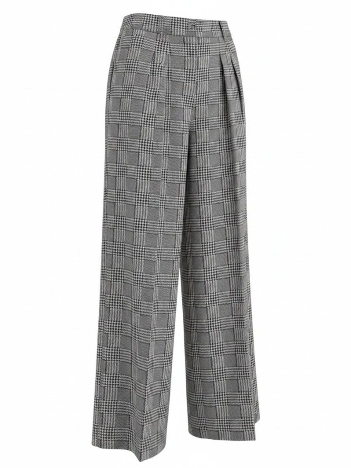 Maeve Anthropologie Avery Houndstooth Pleated Wide-Leg Trousers Black White Sz 4 image 2