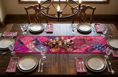 60'' Embroidery Patchwork Tapestry Table Runner Throw Home Decor Wall Hanging
