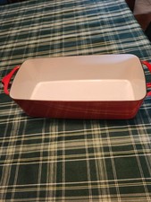 Vintage Dansk Designs Cast Iron Red Enamel Rectangular 1 Qt Oven-Safe Loaf Pan