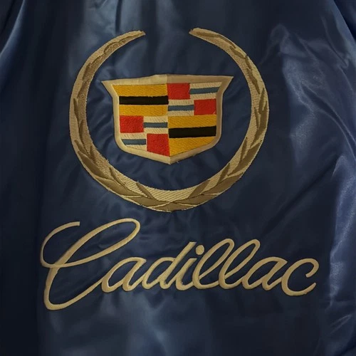 Vintage Nylon Embroidered Cadillac Logo Satin Bomber Jacket Size Small UNUSED image 2
