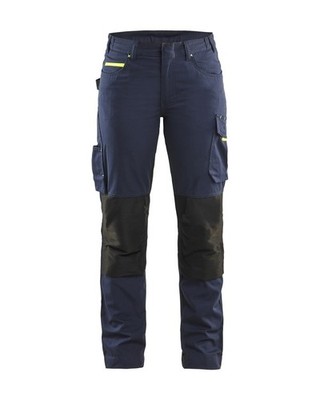 BLAKLÄDER Damenservicehose Dunkel Marine/Warngelb