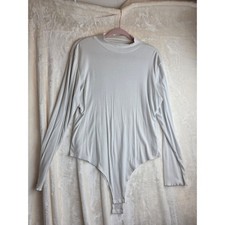 CIDER Ribbed Mock Neck Long Sleeve Bodysuit Cream 1X
