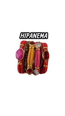 Hipanema Taille M Neuf sans emballage Bracelet Manchette femme rouge beige - Photo 1/4