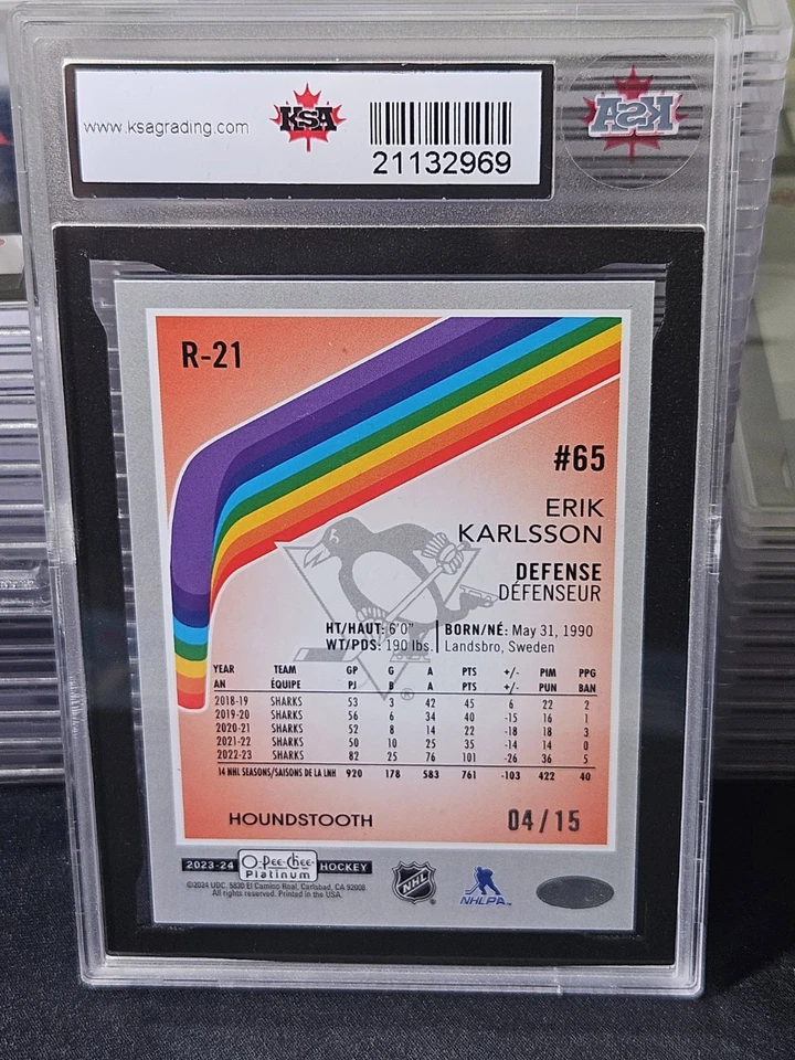 23-24 OPC Platinum Erik Karlsson Retro Houndstooth #/15 🔥KSA 9.5 Near Gem Mint  - Image 3 of 4