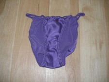 Vintage Victoria's Secret Purple String Panties Size M 100 Silk