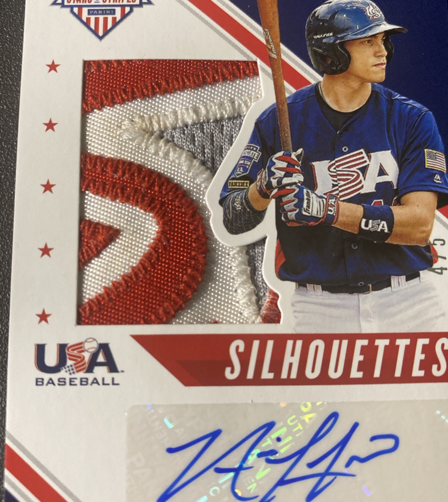 2020 Nick Loftin Panini USA Silhouettes Blue Ink Auto Patch 4/5 Royals view 4