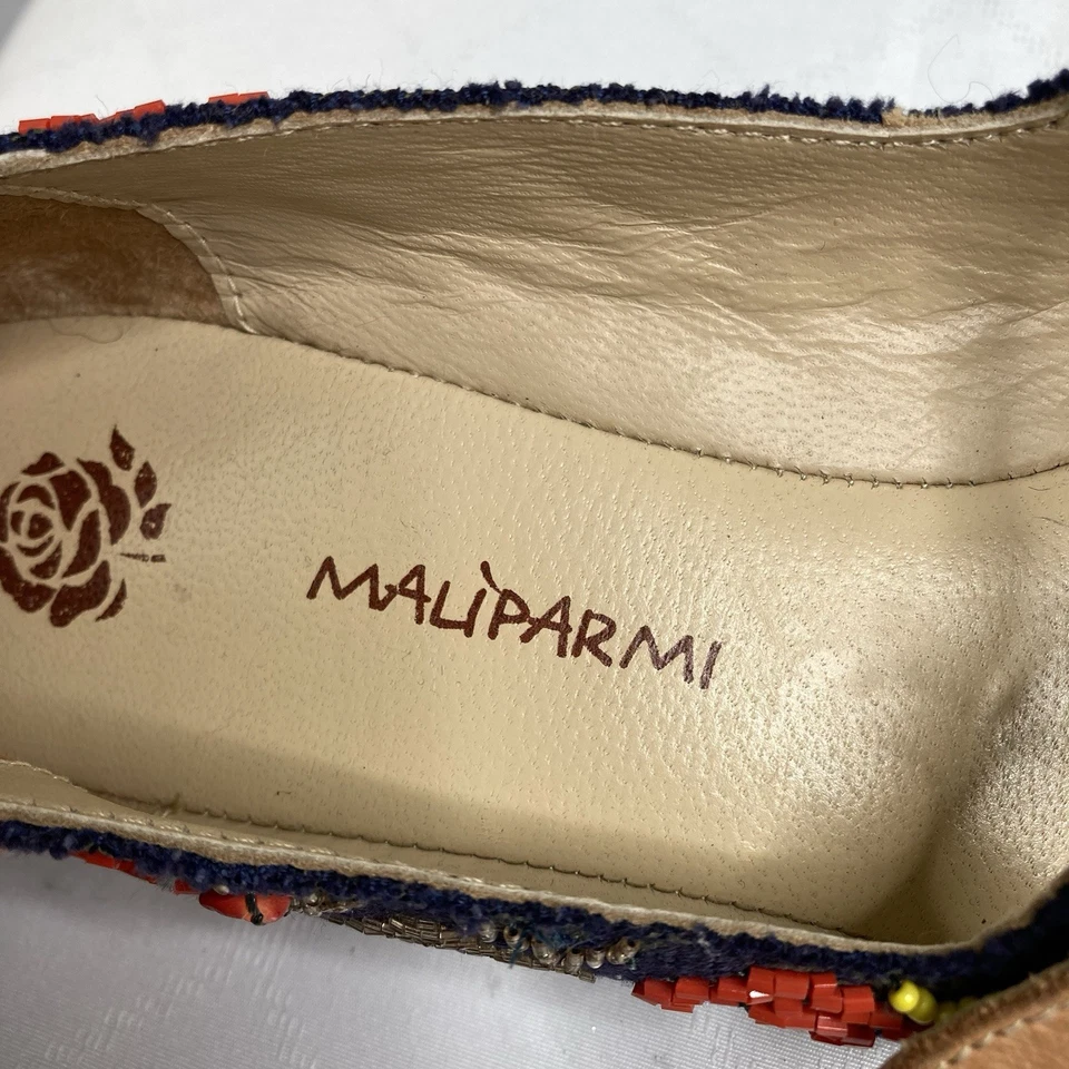 Maliparmi Women's Embroidered Beaded Mary Jane Heels Size 6 Boho Resort Riviera - Image 2 of 4