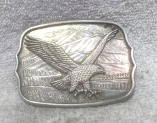 Silver Fling Bald Eagle On Mountain Range Great Vintage Condition