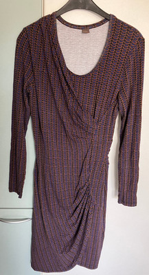 Selection by S.Oliver: flottes blau-lila-schwarz-beige gemustertes Kleid Gr. 38