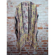 Macchia di Ruggine Kimono Women OS Yellow Purple Floral Boho Festival