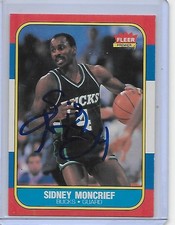 SIDNEY MONCRIEF HOF Basketball Card IP auto NBA Milwaukee Bucks 1986-87 Fleer