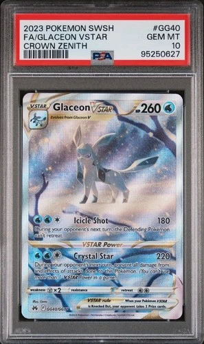 PSA 10 GEM MINT 2023 POKEMON SWORD & SHIELD FA/GLACEON VSTAR GG40 CROWN ZENITH🔥