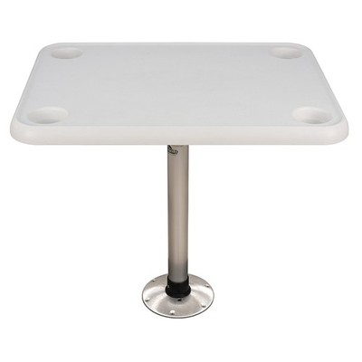 Springfield 16'' x 28'' Rectangle Table Package - White w/ 4 Cup Holders