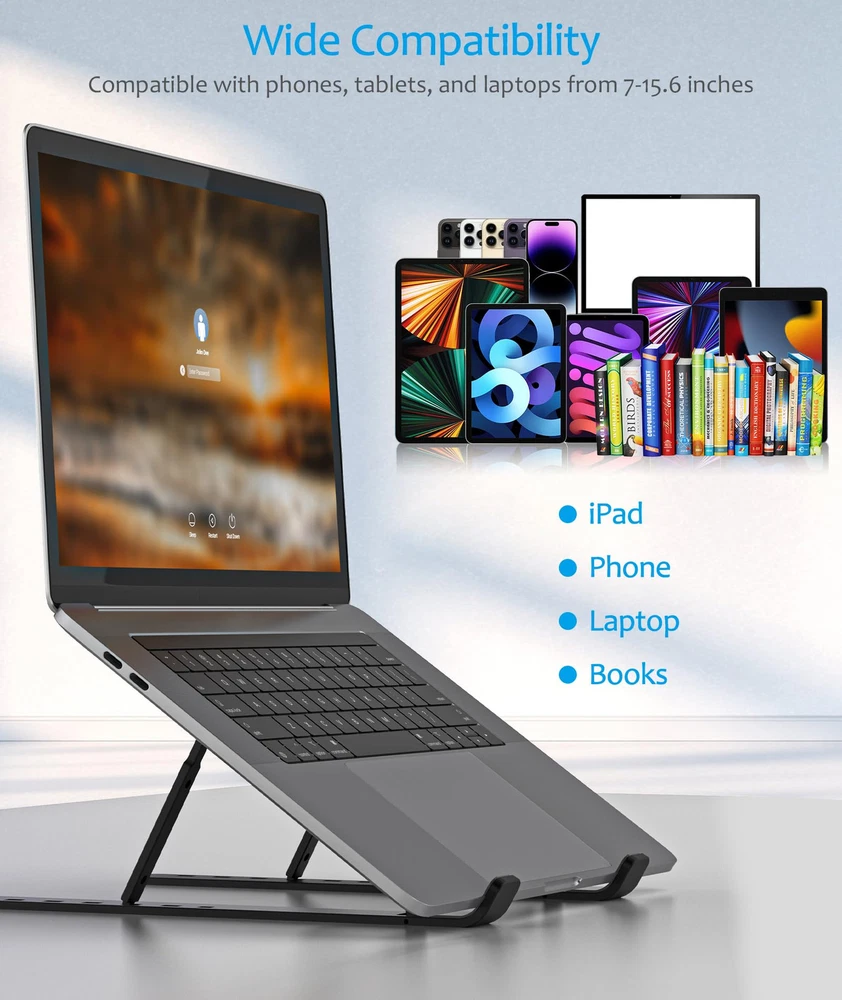 Portable Aluminum Foldable Laptop Stand for Desk Boost Ergonomics