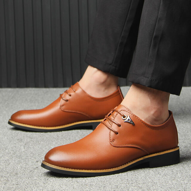 Mens Pointy Toe Work Office Lace up Flats Casual Business Leisure ...