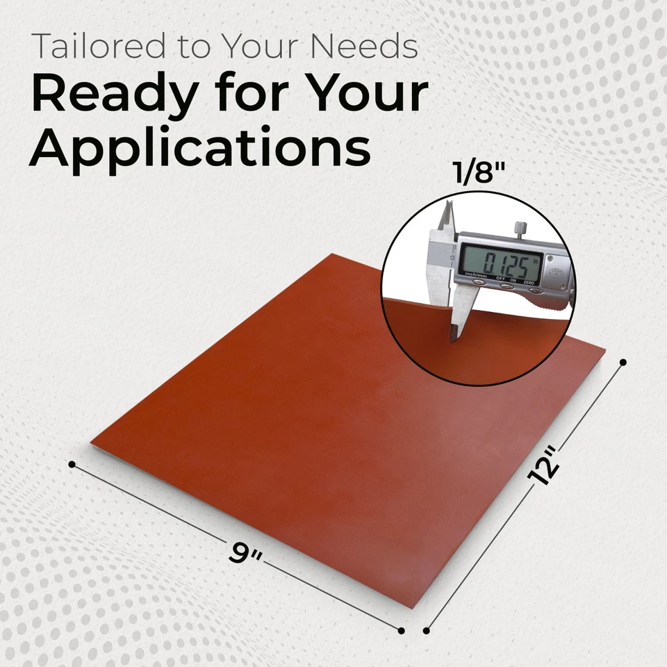 Hoja de goma de silicona roja 60A 1/8 x 9 x 12 pulgadas hecha en EE. UU. Material de junta Foto 2 de 4