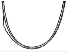 Black Spinel Rhodium Over Sterling Silver 36" Necklace NEW