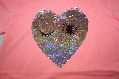 New Carter's Girls 12 year Heart w Face Flip Sequin Top Twist Key Hole Back - Picture 2 of 4