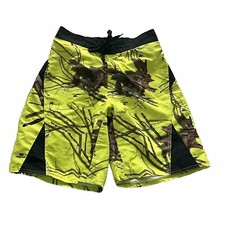 Mossy Oak Board Shorts Mens Medium Neon Green Camouflage Swim Trunks Fast Dry