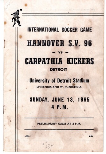 Programa Internacional de Fútbol 13 de junio 1965 Hannover S.V. 96 vs University Detroit