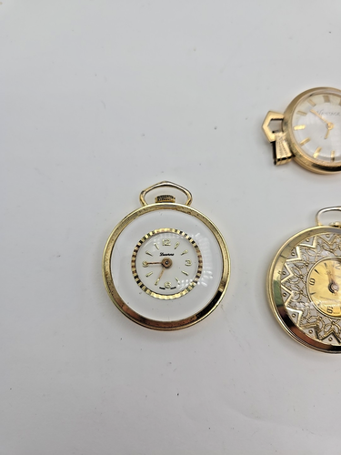 Lot/4 Vintage Art Deco Ladies Mechanical Pocket Watches Gold Tone 3 Running - Picture 2 of 10