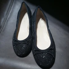 INC Black Sparkle Ballet Flats Size 7M Paloma *EUC