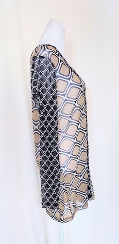 Lynn Ritchie Size Medium Geometric Pattern Long Sleeve Button Down Top Blouse - Picture 6 of 10
