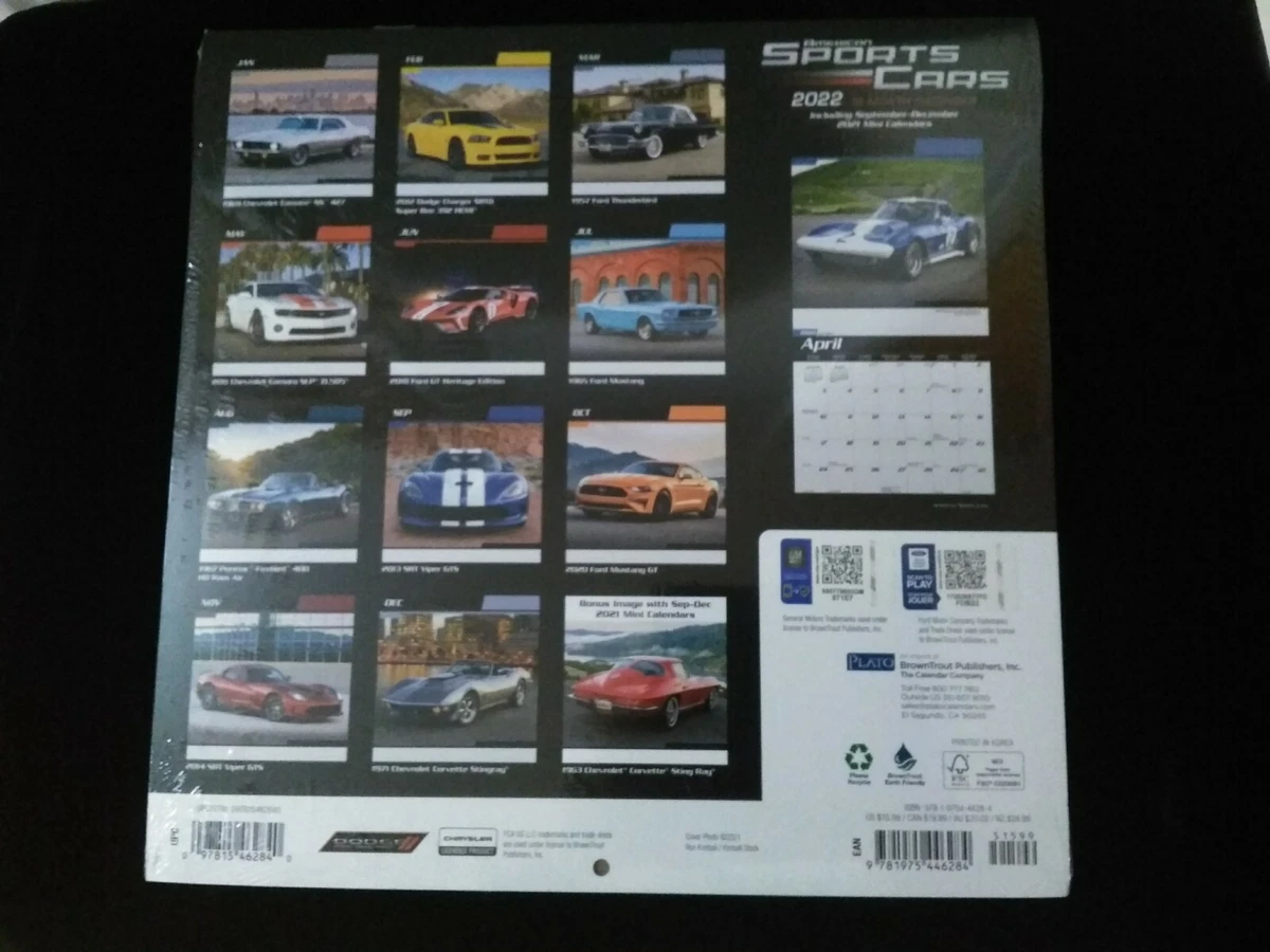 AMERICAN SPORTS CARS 2022 Wall Calendar OFFICIAL GM, FORD,  CHRYSLER,DODGE... | eBay