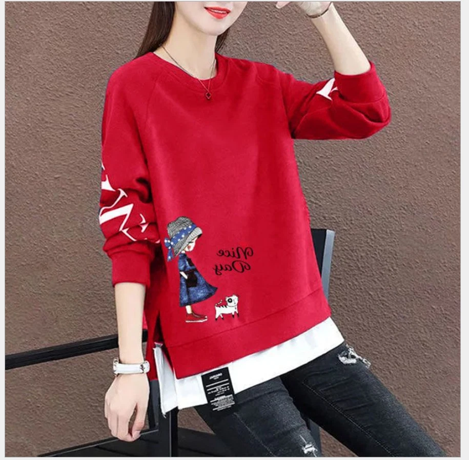 Women Girls Korean New Style T-shirt Spring Fall Loose Tops | eBay