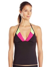 Women's Nike Swim Epic Block Halter Tankini Swimsuit Top XS 58 NEW NESS5411