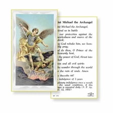 Saint St. Michael the Archangel with Prayer to St Michael - Paperstock Holy Card