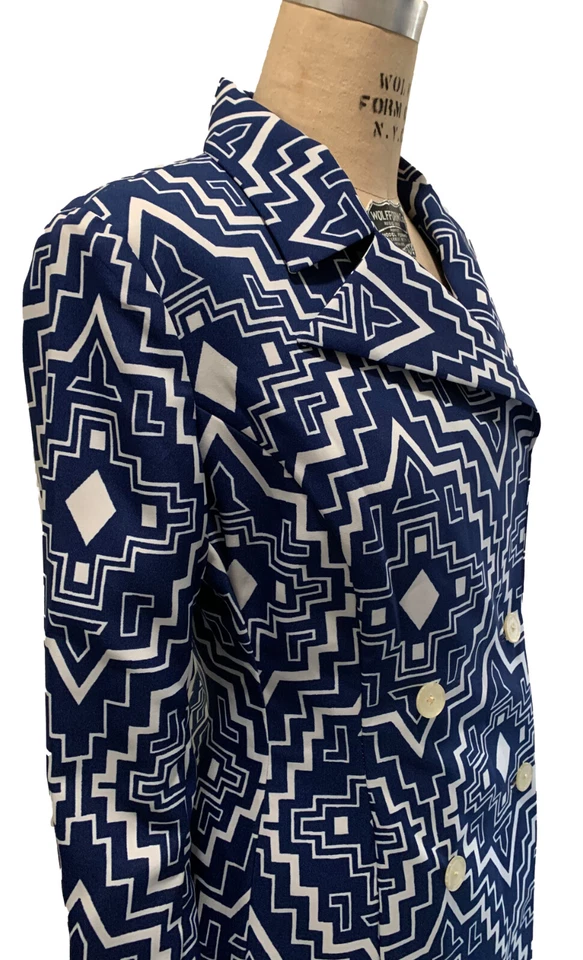 Chaqueta Blazer JACK FIN Vintage Años 70 Doble Pecho Gráfico Para Mujer - Talla S/M Foto 3 de 4