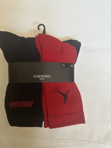 NIKE JORDAN BOY'S 6-PAIR CUSHIONED CREW ~ SOCKS SIZE 9-11 ~ SHOES SIZE 5Y-7Y FS - Picture 10 of 10