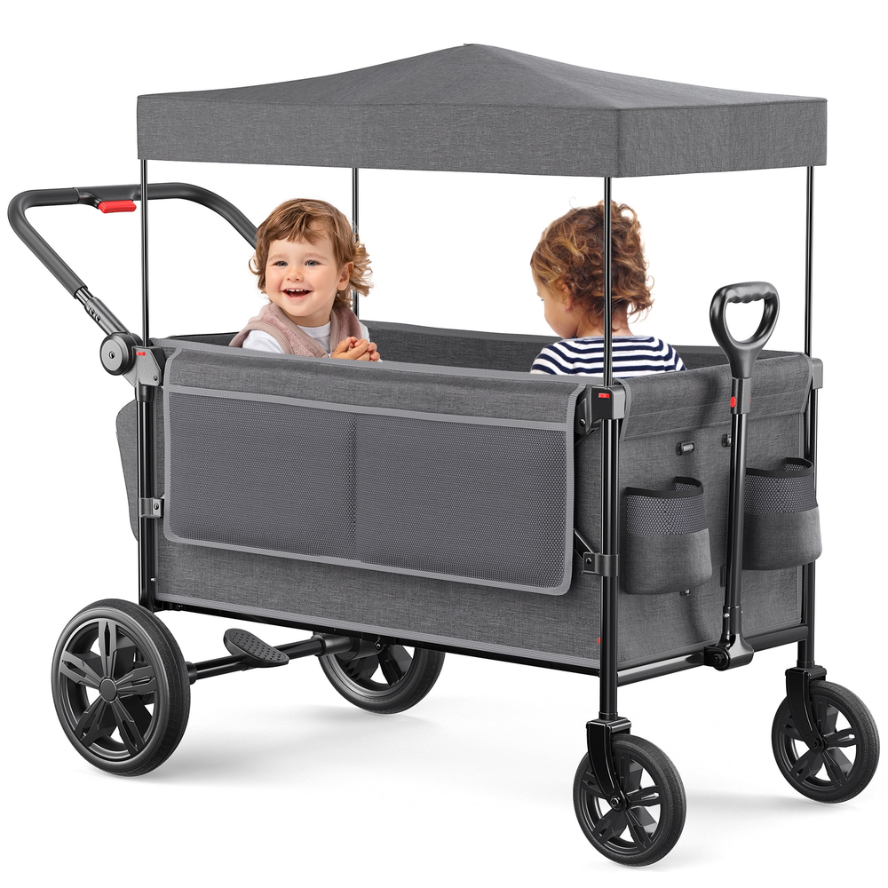 All-Terrain Stroller Wagon for Toddlers with Canopy, Parent Organizer, Adjustabl