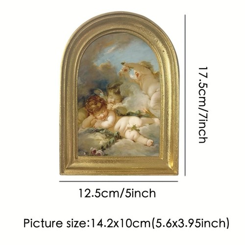 Picture Frame Resin 5 x 3 Engraved Arched Modern Gold Novelty Free Stand Decor - Picture 3 of 6