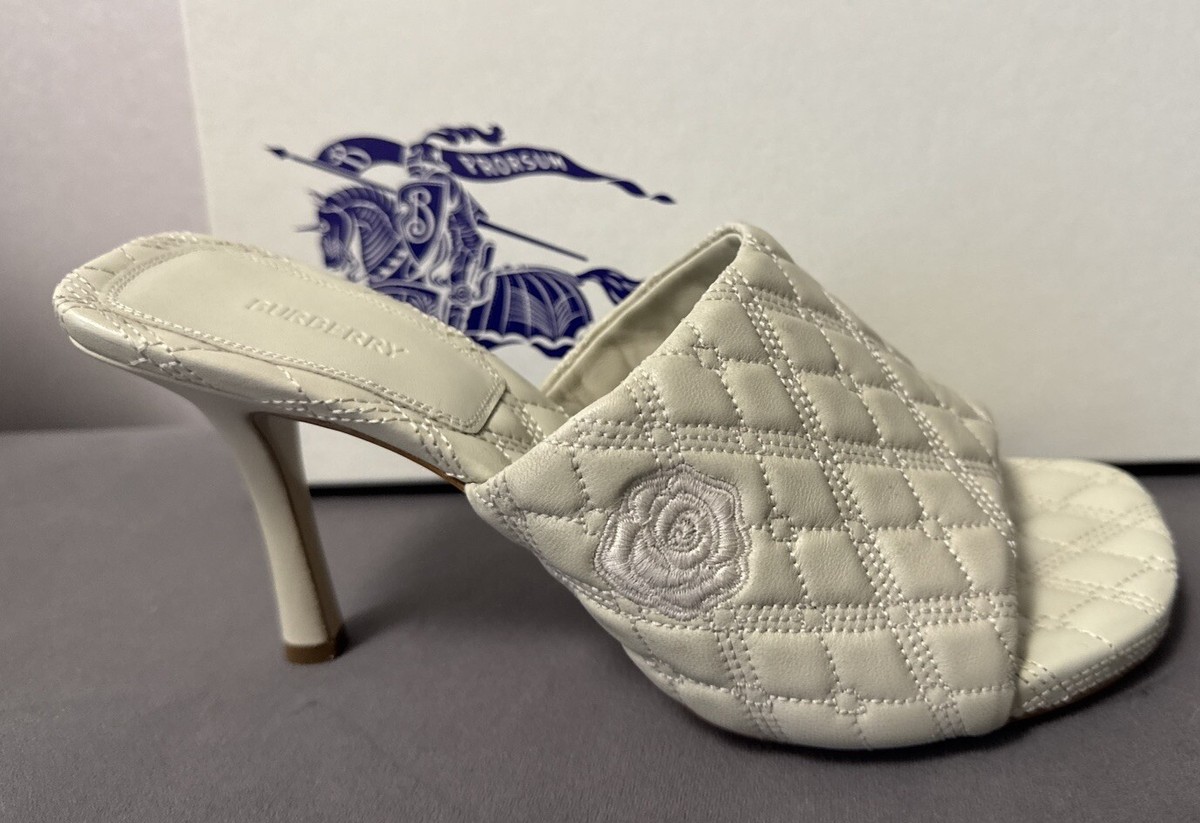 【送料&関税込】Burberry Heel 75 Sandals New Burberry Quilted Slide Sandal Heels Sz 38 $950 | eBay