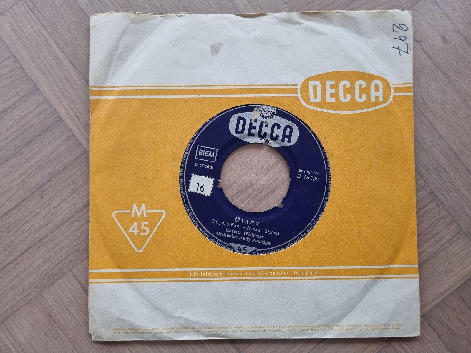7"" Single Christa Williams - Diana Vinyl Germany CV Paul Anka