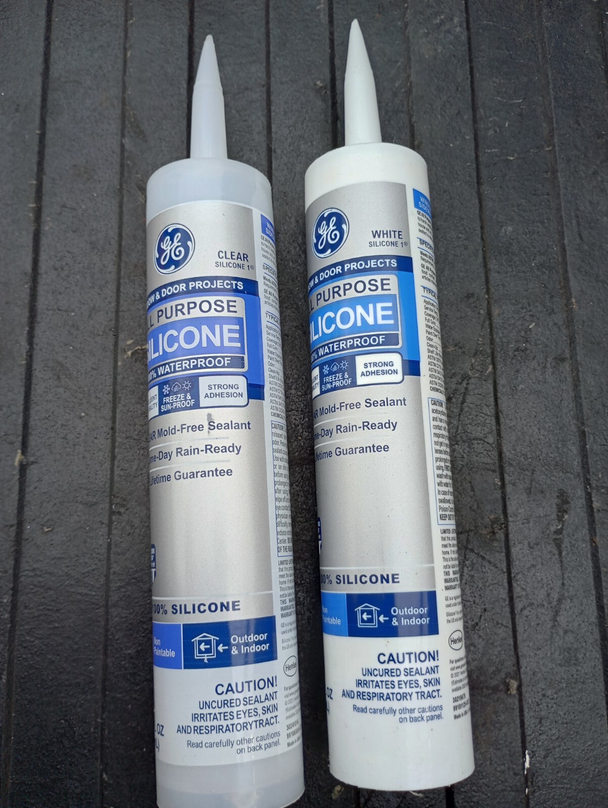 GE Window & Door Clear Silicone Window and Door Caulk  - 2- Tubes Free Shipping