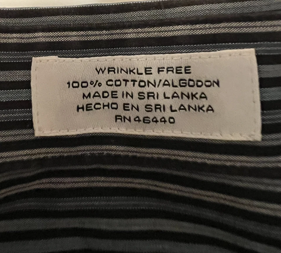 concept by claiborne Hombre’s 17 34-35 Rayas Negro, Azul y Gris Manga Larga  Foto 3 de 4