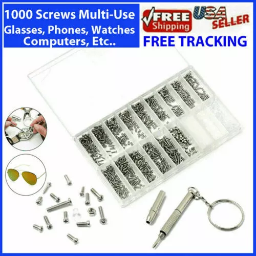 Eyeglasses Repair 1000Pcs Sunglasses Watch Tiny Screws Micro 4 in 1  Screwdriver