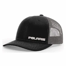 Polaris EMBROIDERED Logo Black/Charcoal Richardson 112 Trucker Hat BRAND NEW