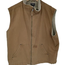 Guide Series Workwear Sherpa Canvas Chore Zipper Vest Size 3XL Tan Pockets