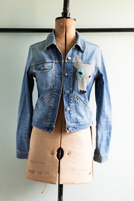 Rare 'Fake London Genius' Denim Jacket with Cashmere Dog Detail